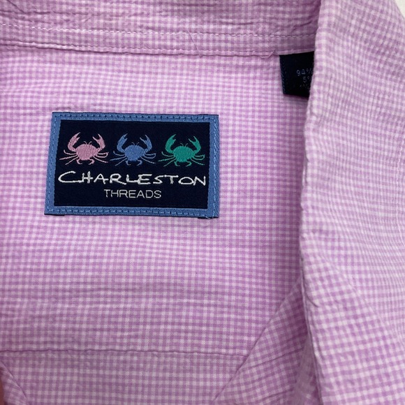 Charleston Threads Men's Short Sleeve Button Shirt Gingham Check Size Large - Picture 4 of 8